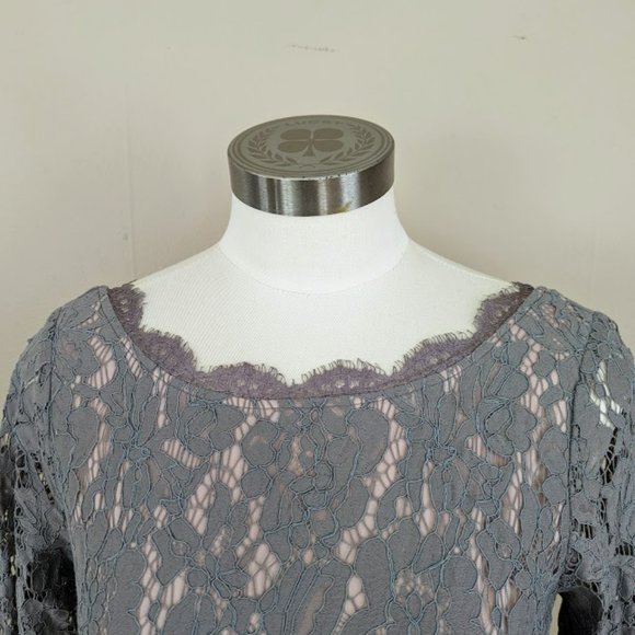 Soieblu Gray Floral Lace Dress - Picture 2 of 11